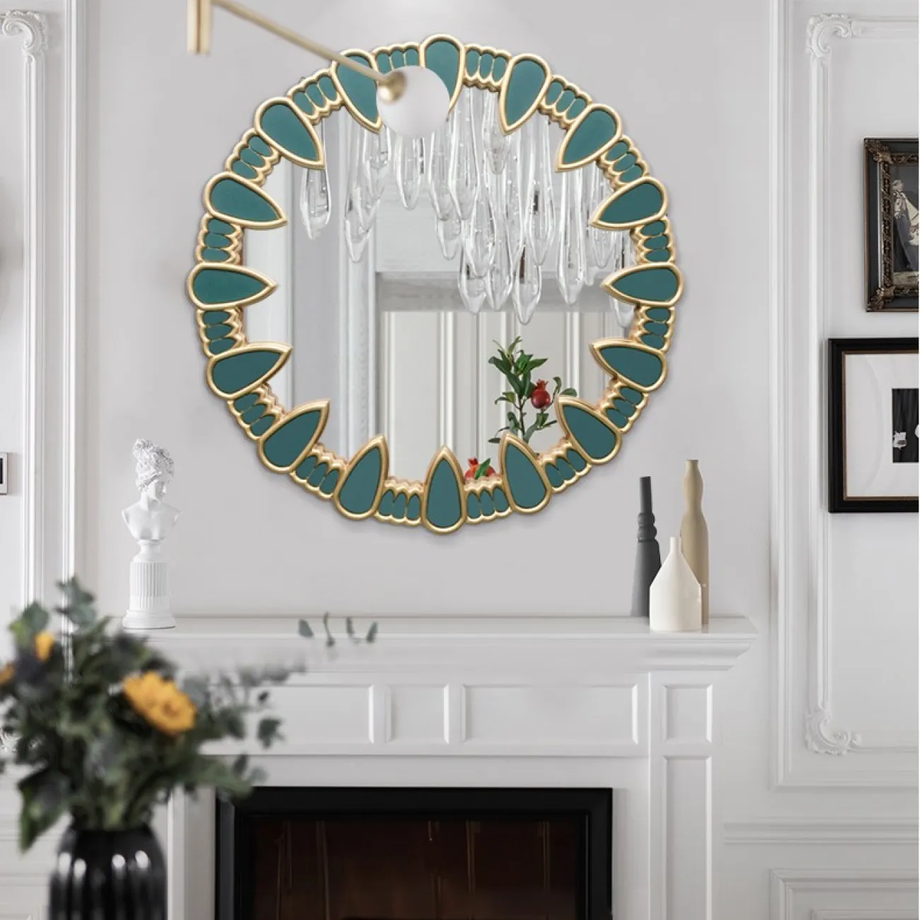 Красивое круглое зеркало для гостиной LaLume DK20931-23