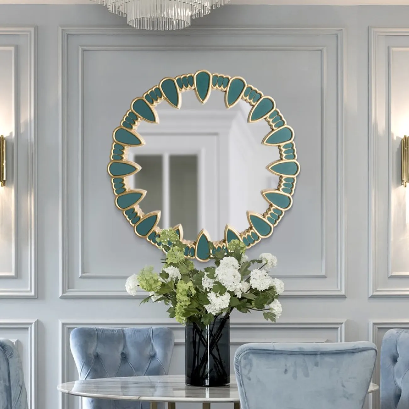 Красивое круглое зеркало для гостиной LaLume DK20931-23