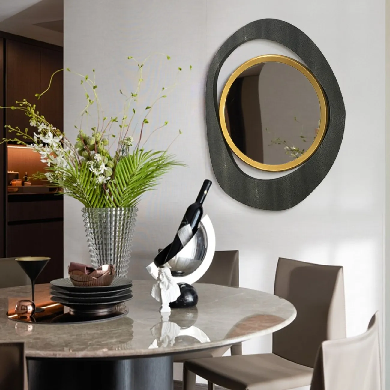 Настенное круглое зеркало для гостиной LaLume DK20932-23