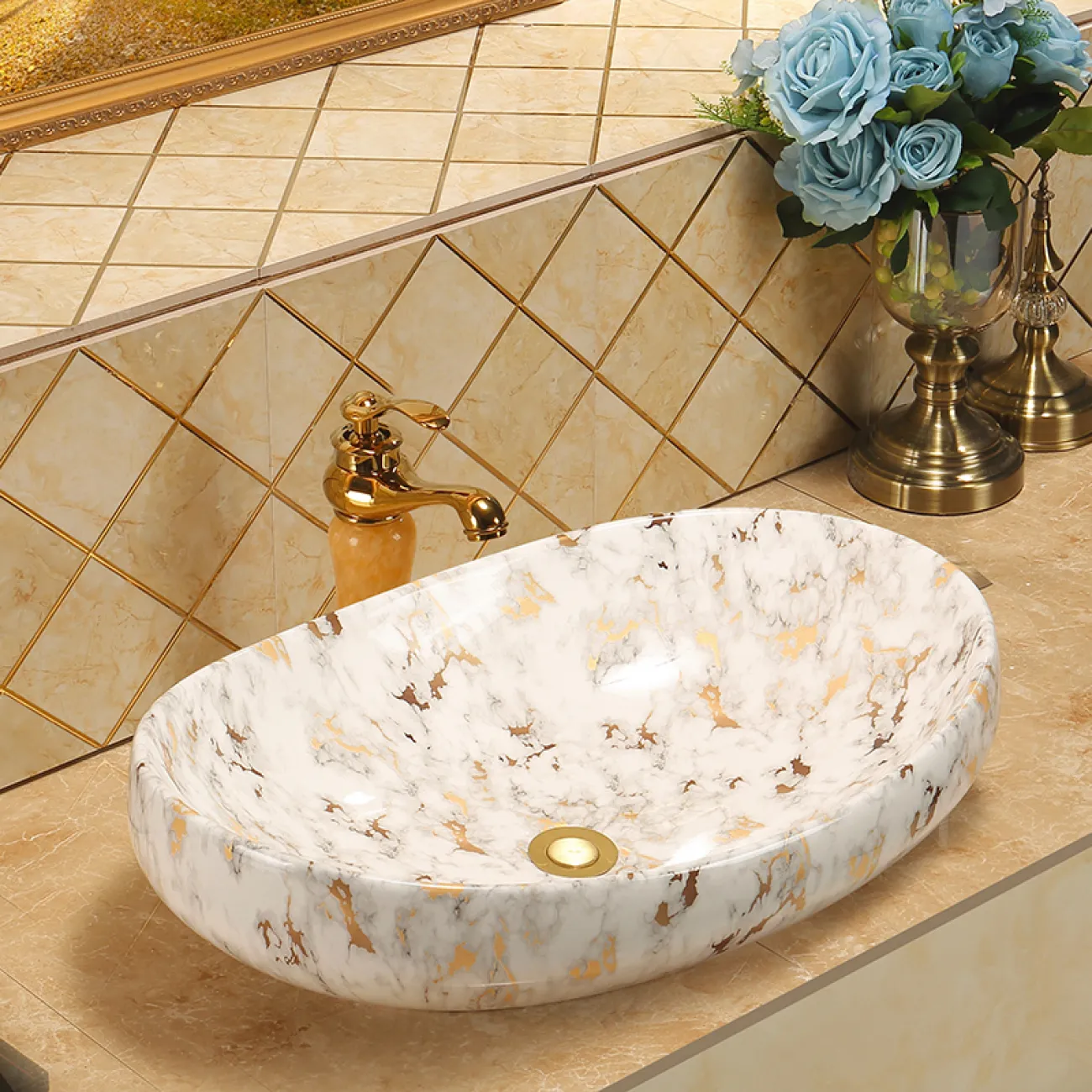 Роскошный керамический умывальник для ванной комнаты LaLume MB20693-23