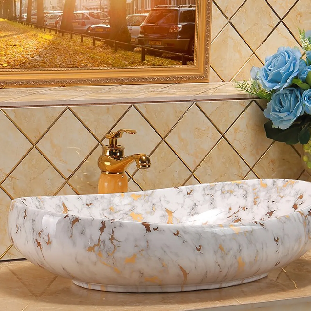 Роскошный керамический умывальник для ванной комнаты LaLume MB20693-23