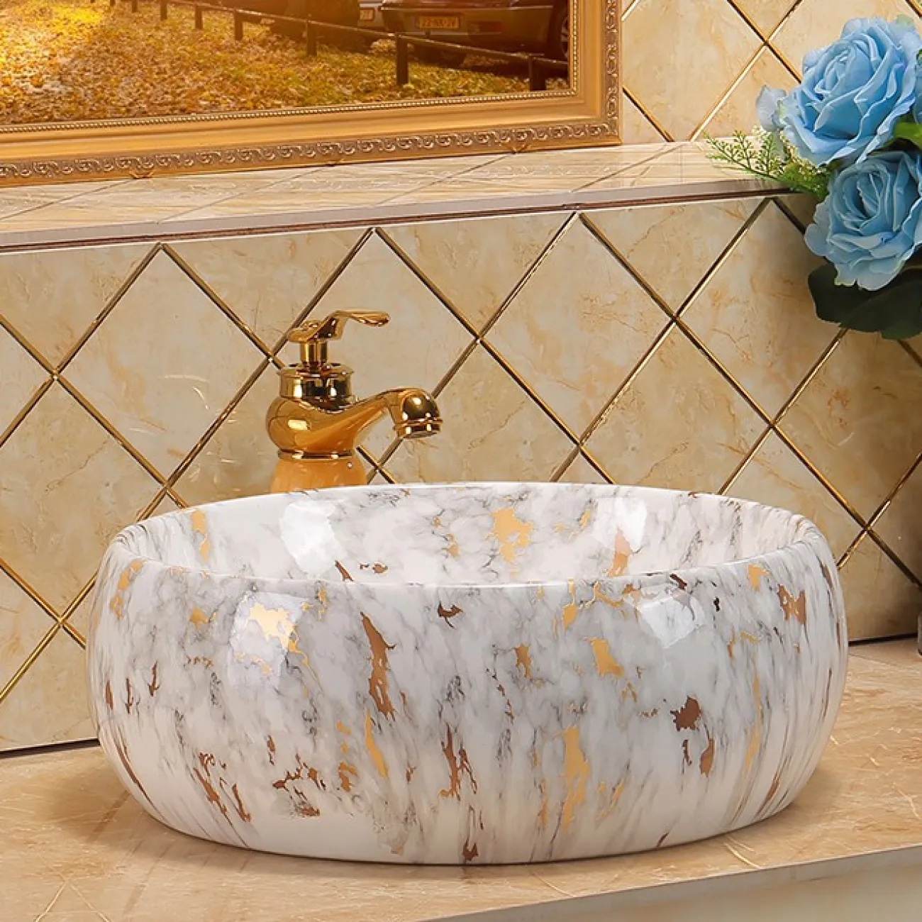 Роскошный керамический умывальник для ванной комнаты LaLume MB20693-23