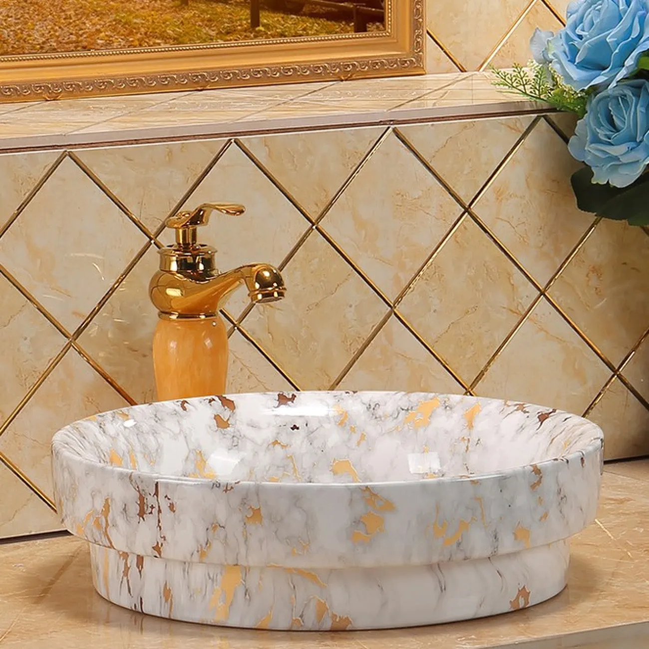 Роскошный керамический умывальник для ванной комнаты LaLume MB20693-23