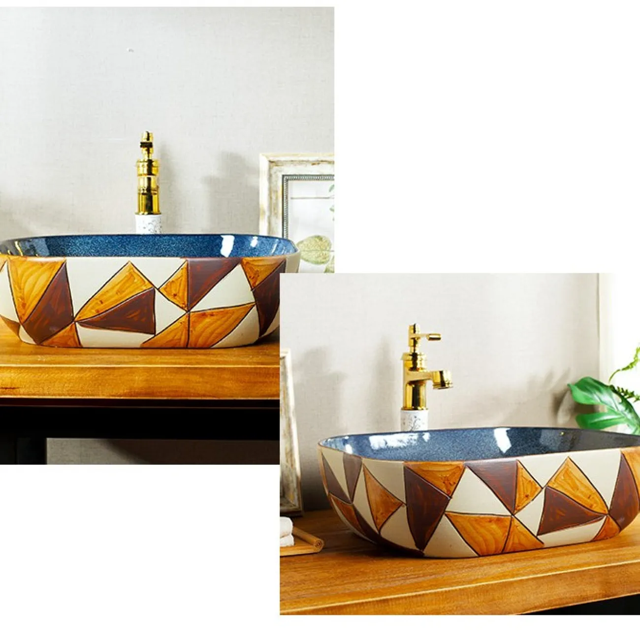 Керамический умывальник с узором для ванной комнаты LaLume MB20697-23 Керамический умывальник с узором для ванной комнаты LaLume MB20697-23