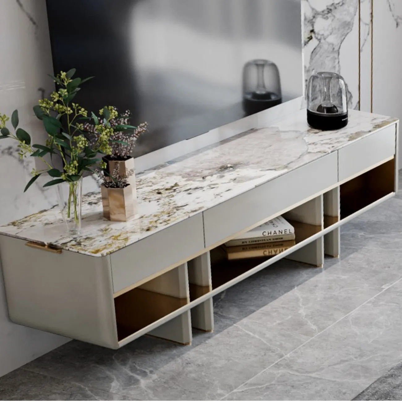 Светлый комод под телевизор для гостиной LaLume MB20702-23 Светлый комод под телевизор для гостиной LaLume MB20702-23