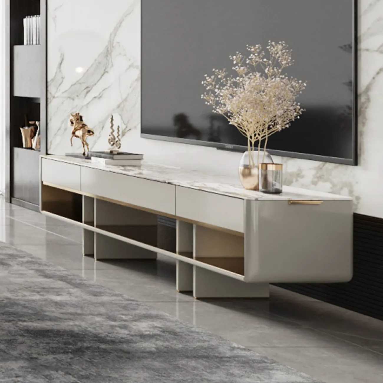 Светлый комод под телевизор для гостиной LaLume MB20702-23 Светлый комод под телевизор для гостиной LaLume MB20702-23