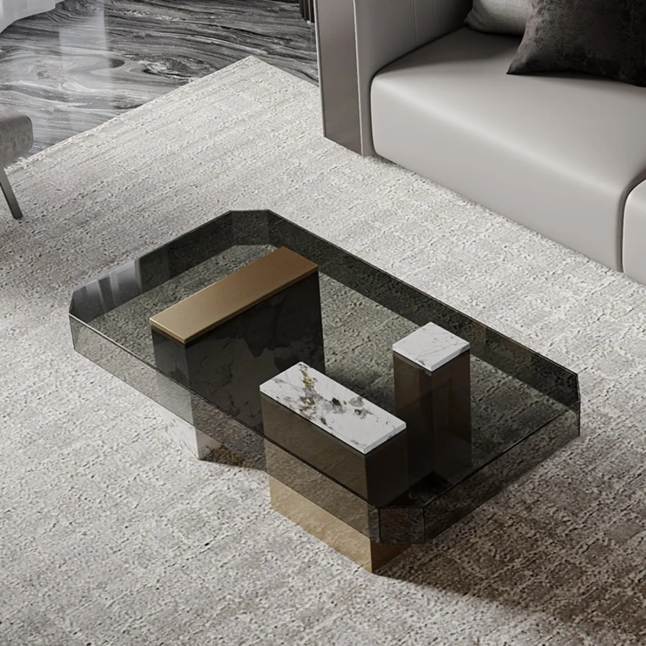 Журнальный стол из закаленного стекла для гостиной LaLume MB20705-23