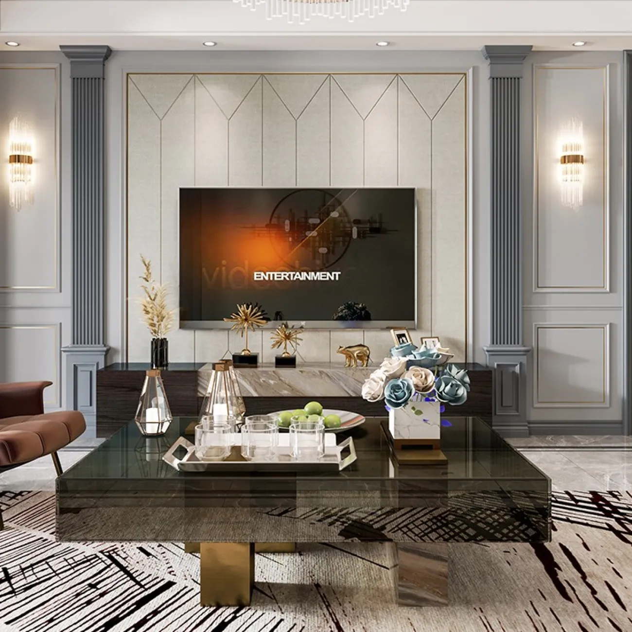 Журнальный стол из закаленного стекла для гостиной LaLume MB20705-23