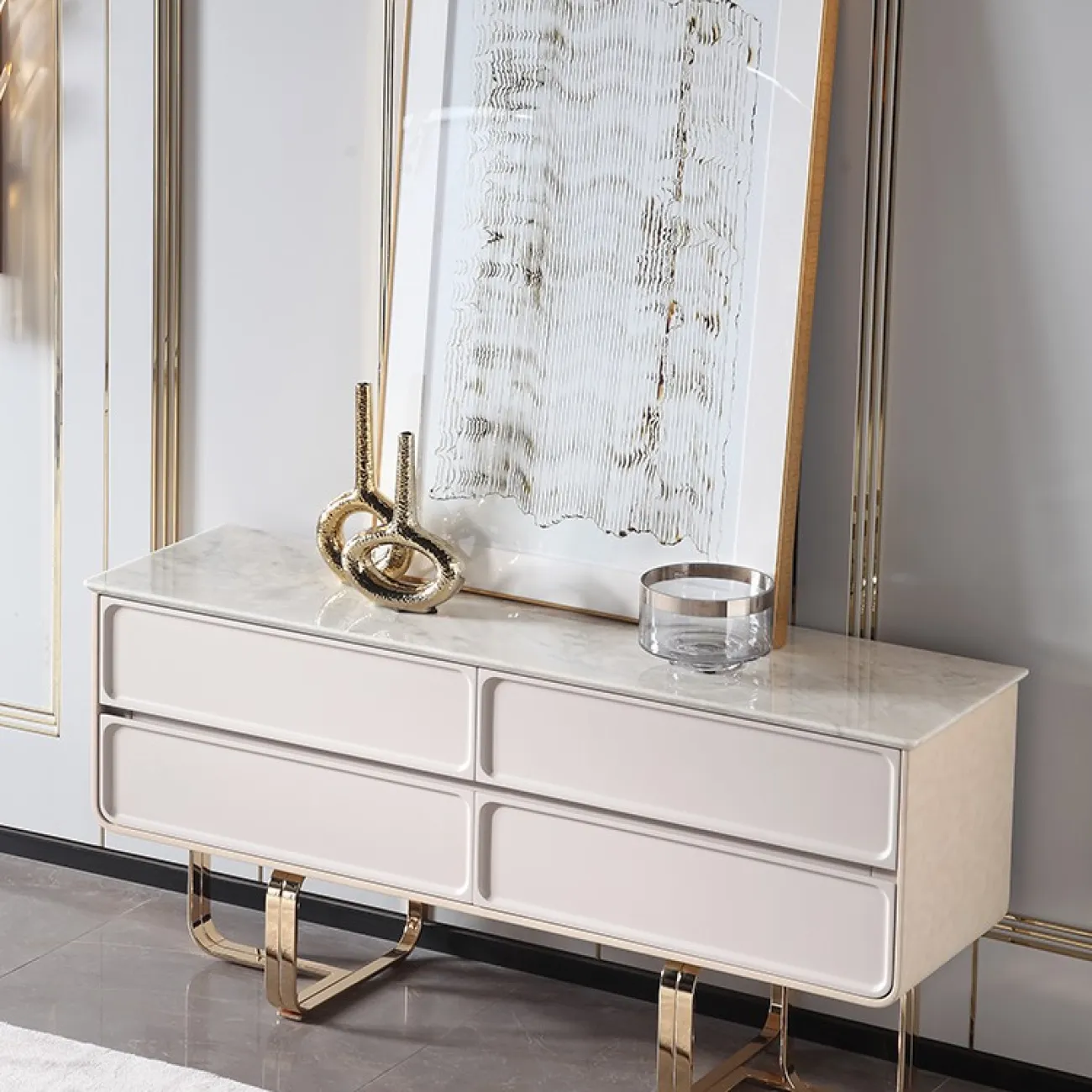 Белоснежный комод под телевизор для гостиной LaLume MB20712-23