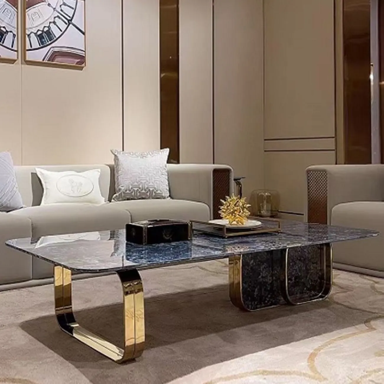 Мраморный журнальный столик для гостиной LaLume MB20748-23 Мраморный журнальный столик для гостиной LaLume MB20748-23