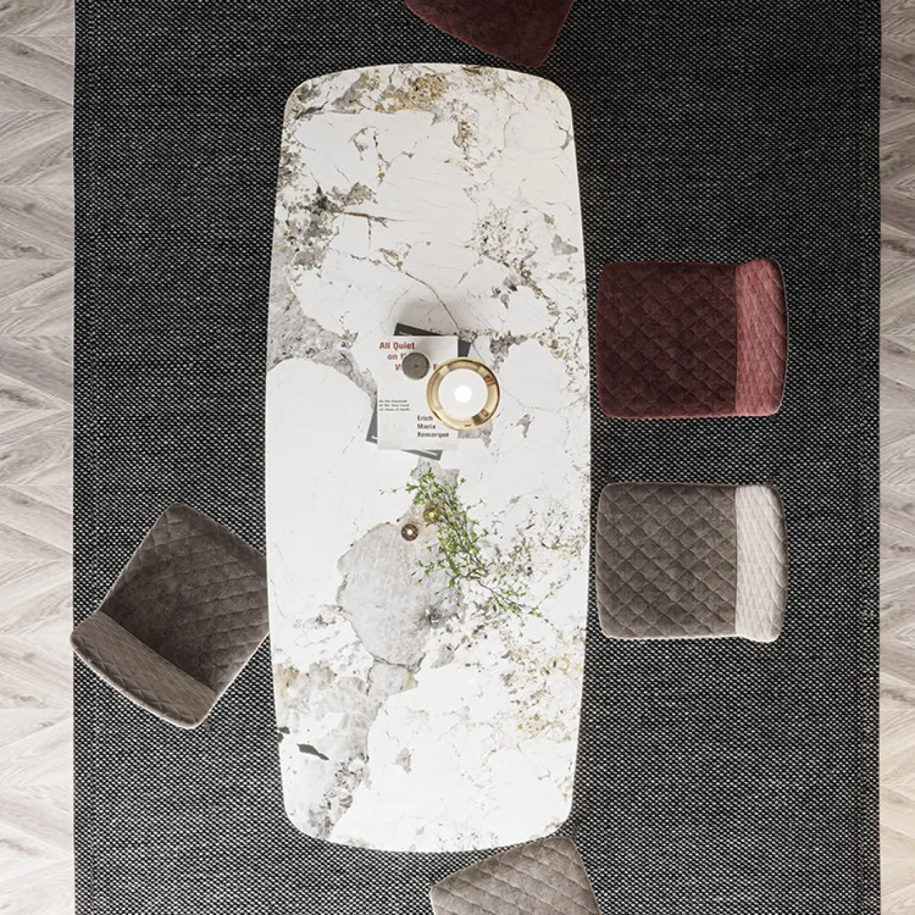 Мраморный прямоугольный обеденный стол LaLume MB20715-23