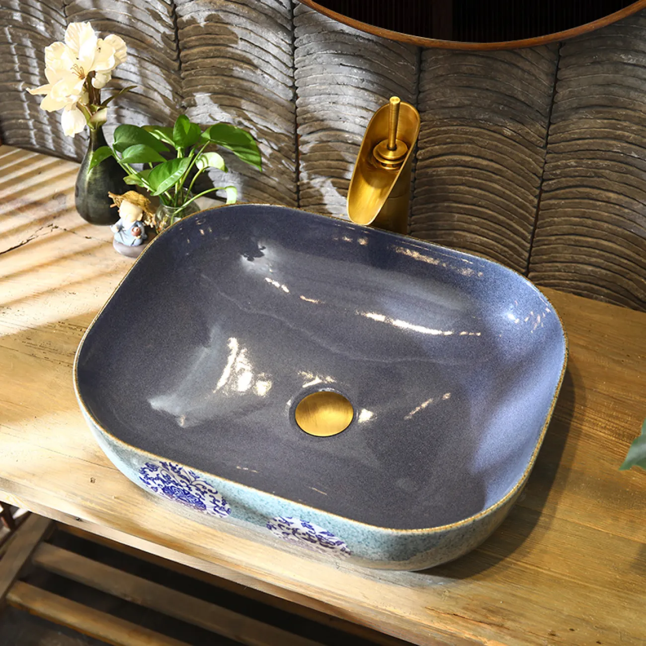 Керамический ретро умывальник для ванной комнаты LaLume MB20724-23 Керамический ретро умывальник для ванной комнаты LaLume MB20724-23