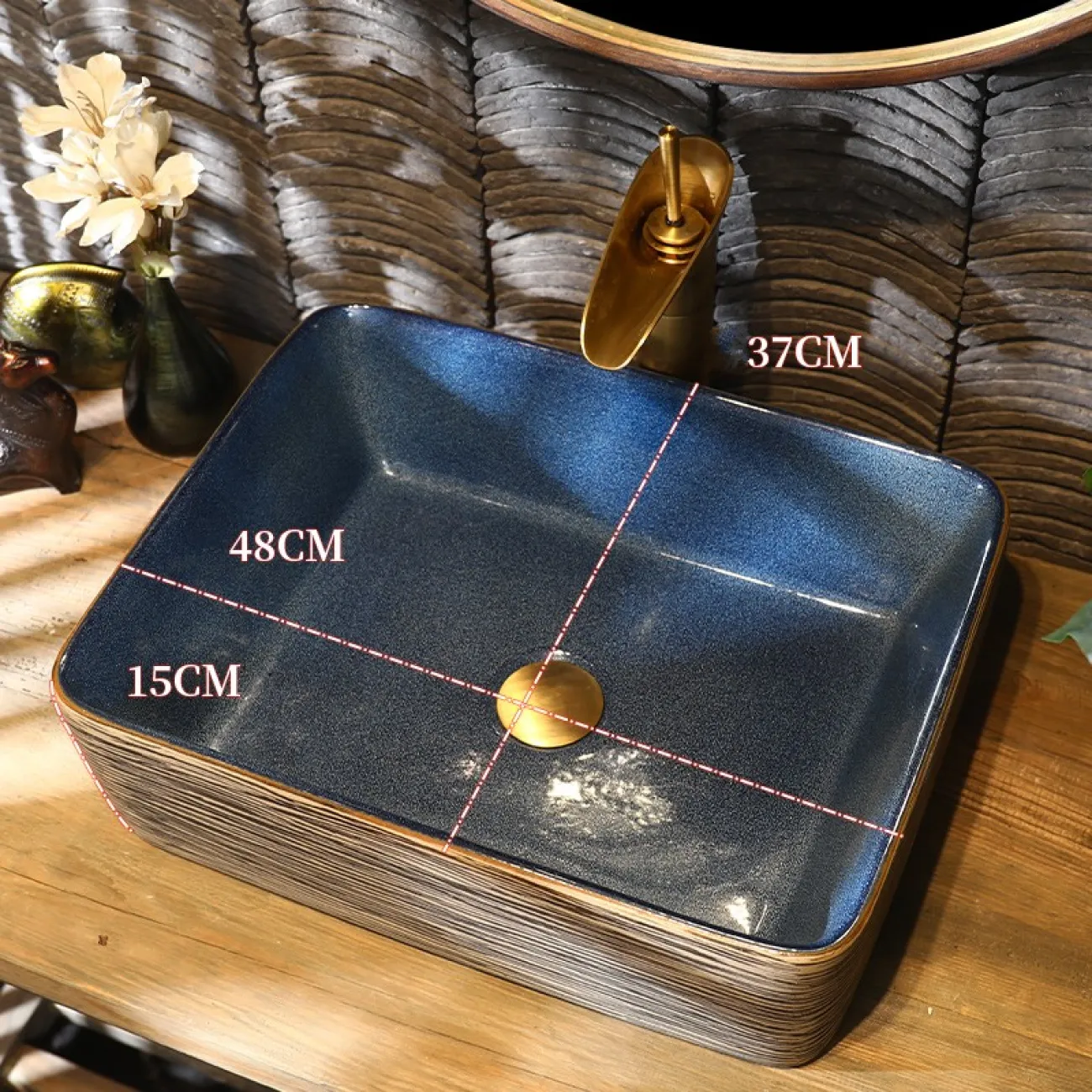 Керамический ретро умывальник для ванной комнаты LaLume MB20730-23 Керамический ретро умывальник для ванной комнаты LaLume MB20730-23