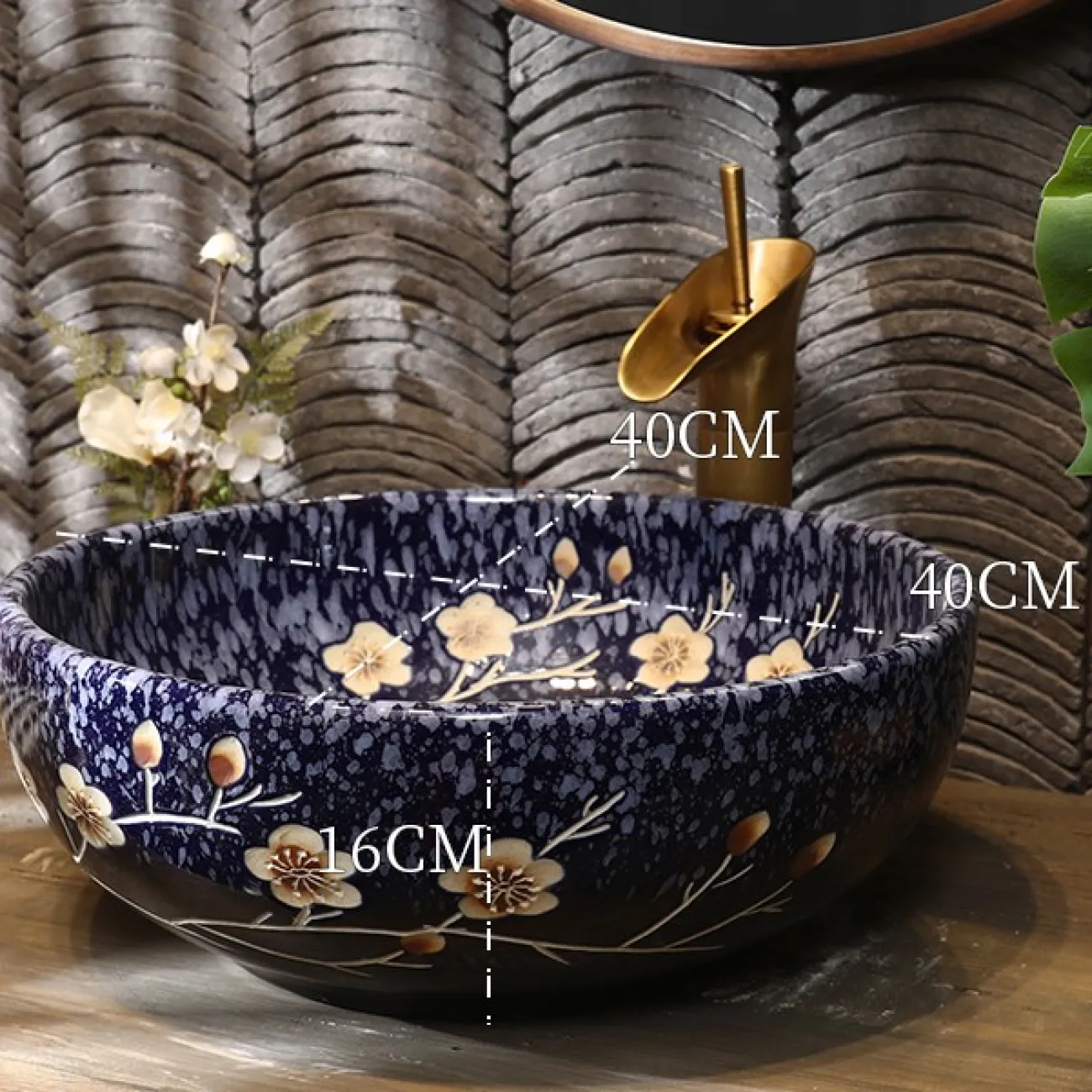 Керамический умывальник в китайском стиле для ванной комнаты LaLume MB20733-23