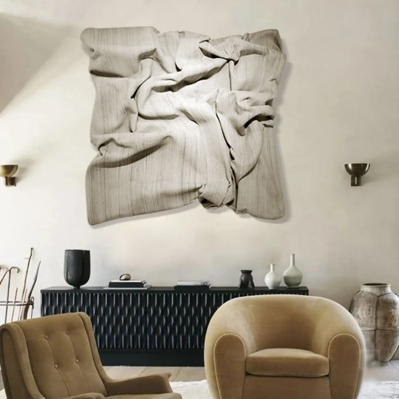 Настенный декор в виде мятой ткани LaLume DK20956-23 Настенный декор в виде мятой ткани LaLume DK20956-23