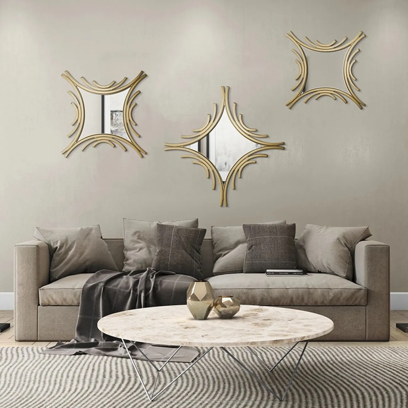 Изящное зеркало в золотой раме LaLume DK20961-23