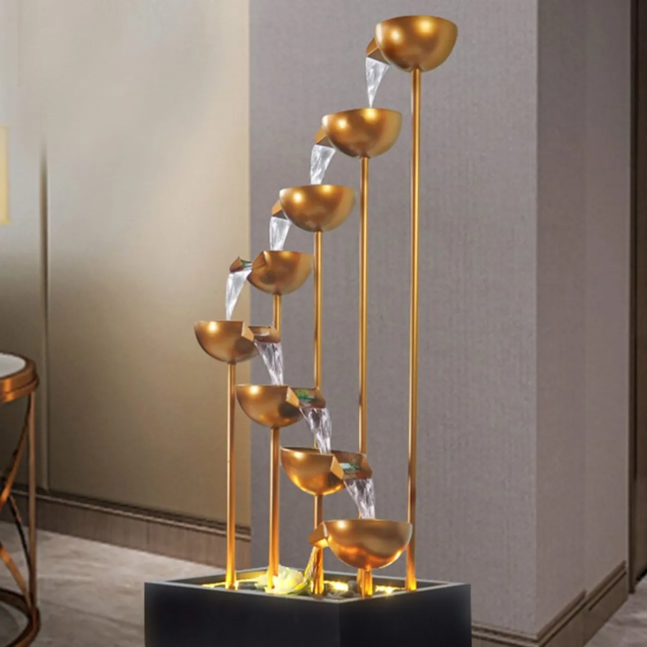 Светящийся дизайнерский фонтан для дома в минималистическом стиле LaLume MB20862-23 Светящийся дизайнерский фонтан для дома в минималистическом стиле LaLume MB20862-23