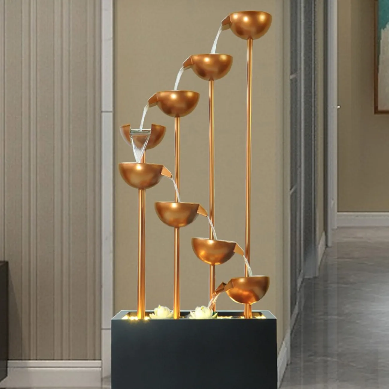 Светящийся дизайнерский фонтан для дома в минималистическом стиле LaLume MB20862-23 Светящийся дизайнерский фонтан для дома в минималистическом стиле LaLume MB20862-23