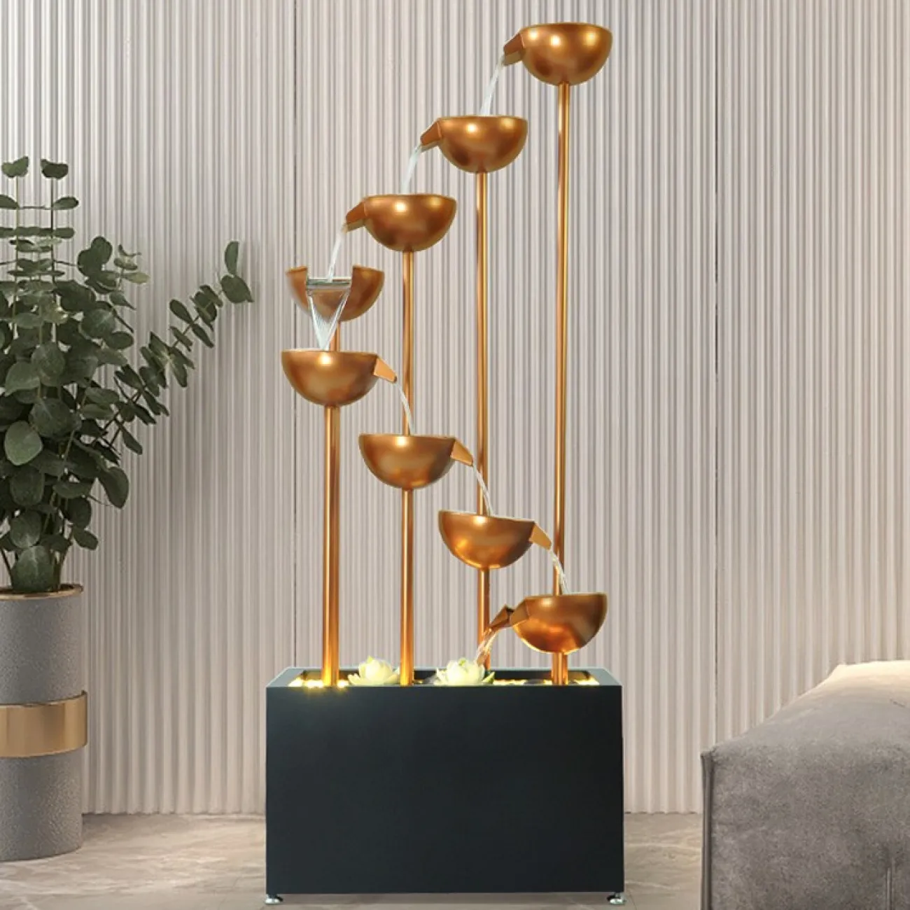 Светящийся дизайнерский фонтан для дома в минималистическом стиле LaLume MB20862-23 Светящийся дизайнерский фонтан для дома в минималистическом стиле LaLume MB20862-23