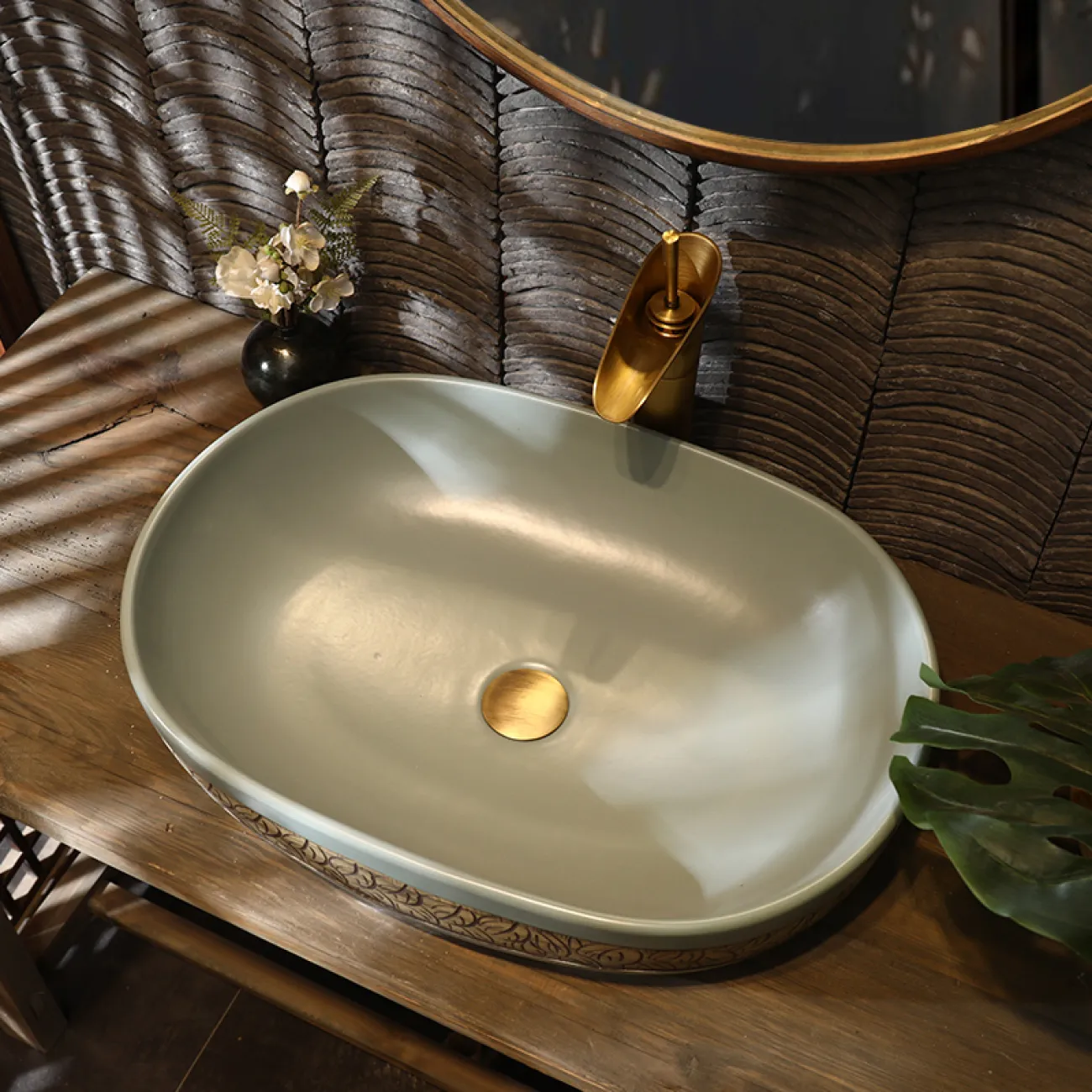 Керамический овальный умывальник для ванной комнаты LaLume MB20755-23