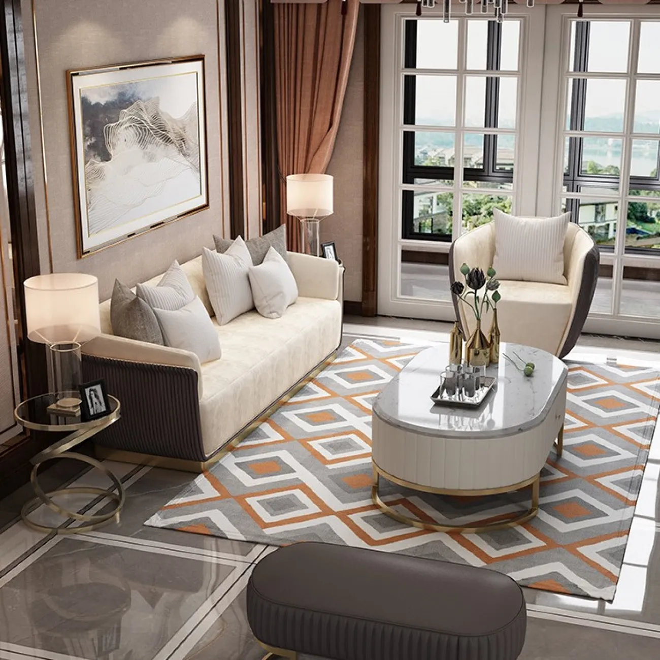 Минималистский кожаный диван для гостиной LaLume MB20757-23