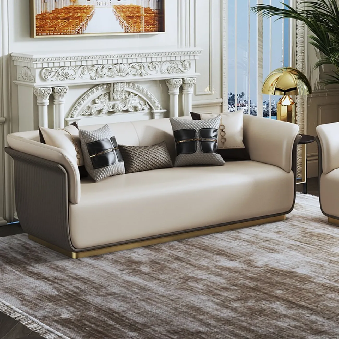 Минималистский кожаный диван для гостиной LaLume MB20757-23