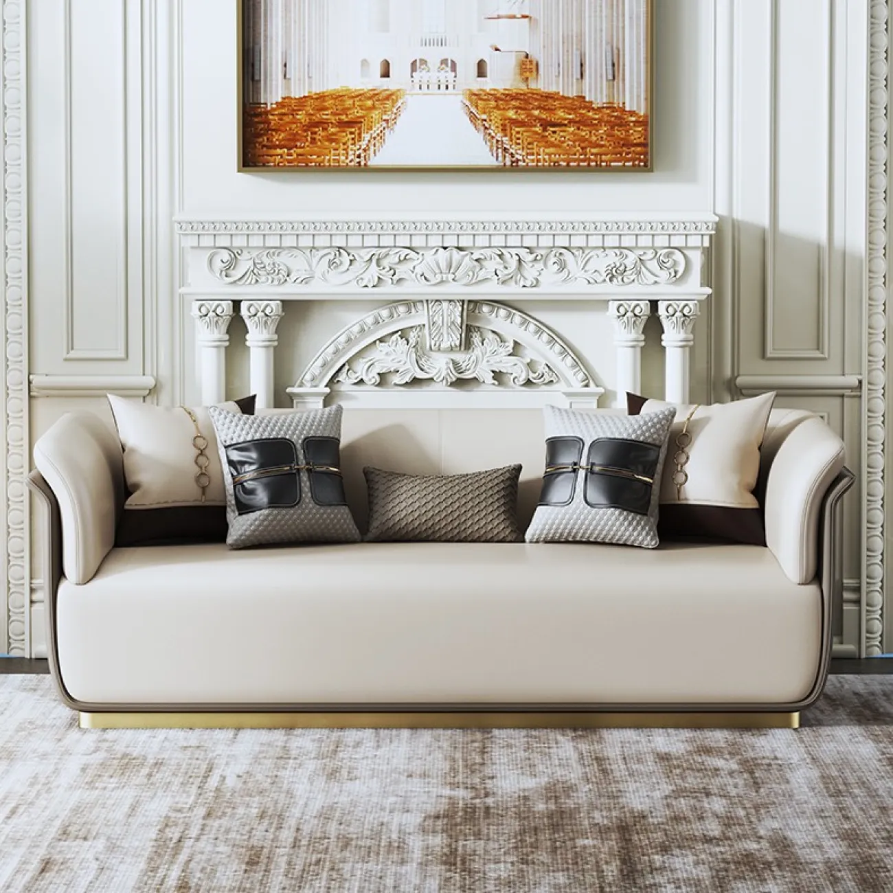 Минималистский кожаный диван для гостиной LaLume MB20757-23