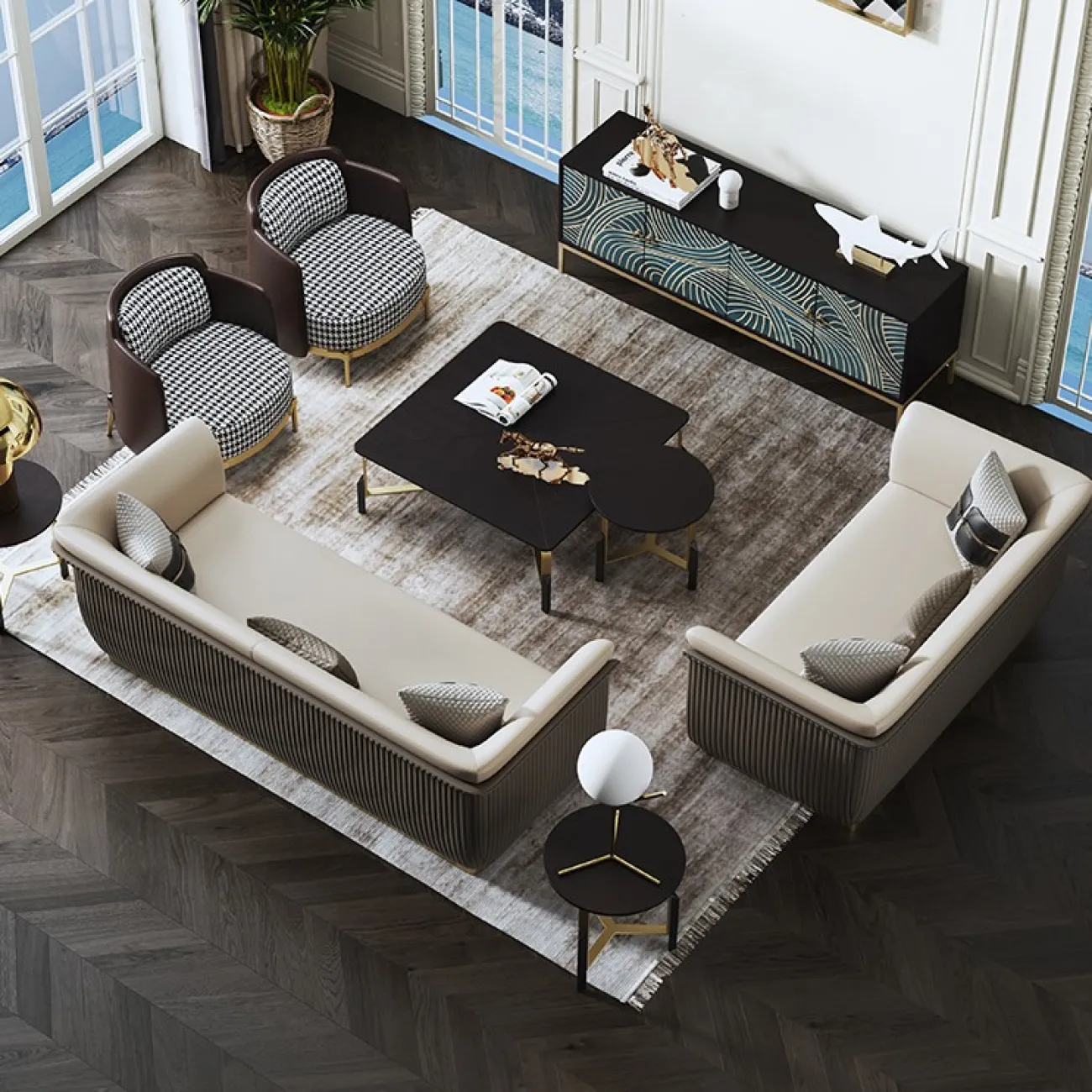 Минималистский кожаный диван для гостиной LaLume MB20757-23