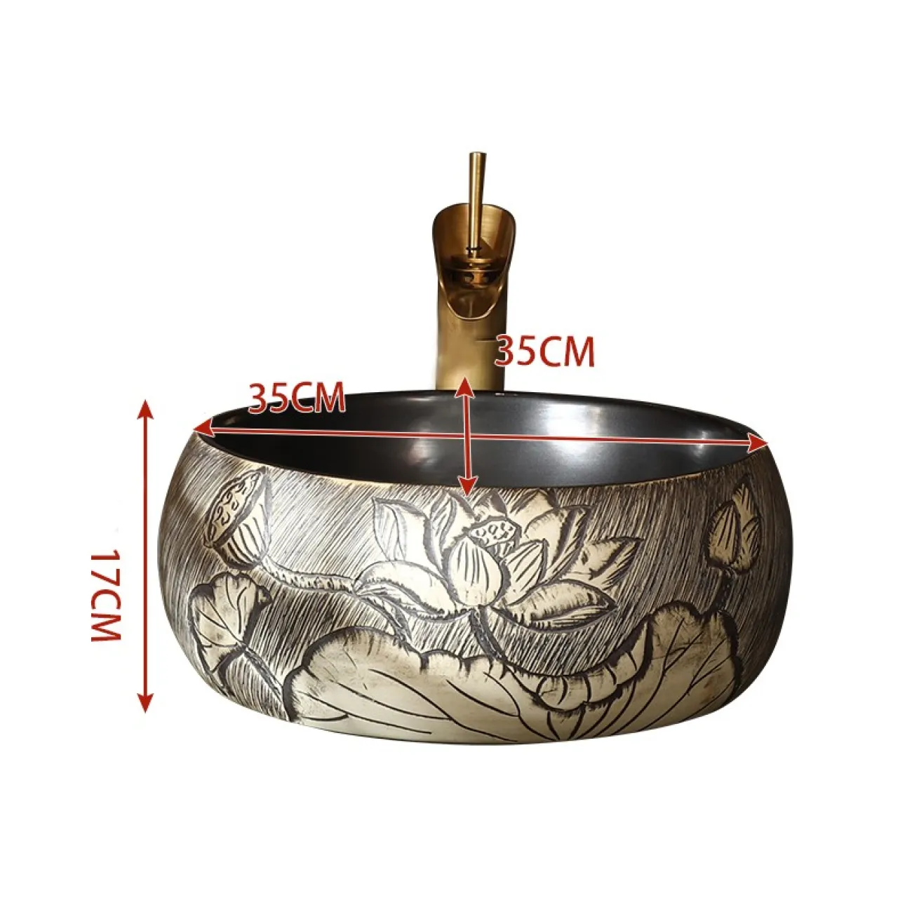 Керамический умывальник с узором для ванной комнаты LaLume MB20762-23 Керамический умывальник с узором для ванной комнаты LaLume MB20762-23