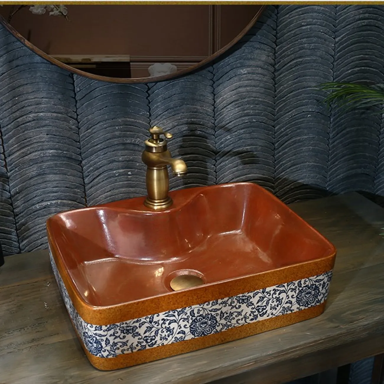 Керамический ретро умывальник для ванной комнаты LaLume MB20778-23 Керамический ретро умывальник для ванной комнаты LaLume MB20778-23