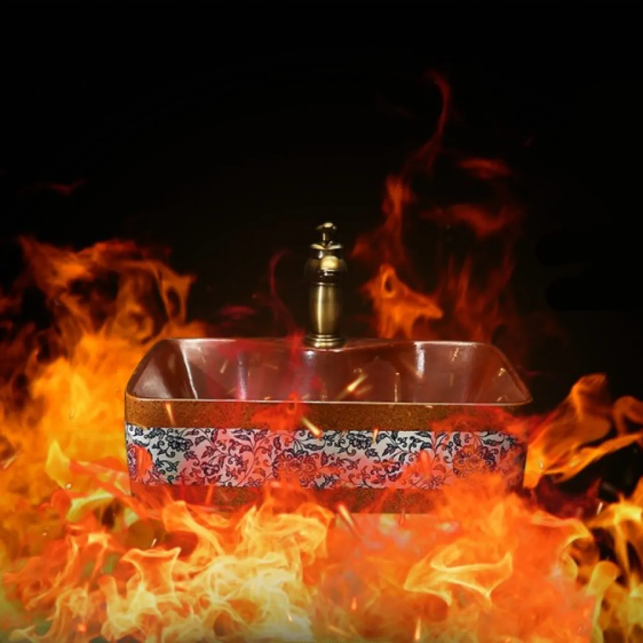 Керамический ретро умывальник для ванной комнаты LaLume MB20778-23 Керамический ретро умывальник для ванной комнаты LaLume MB20778-23