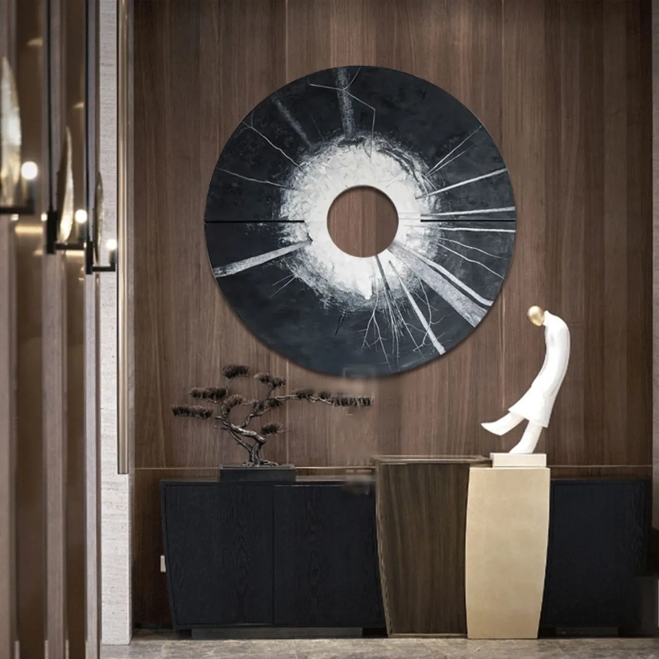 Круглый настенный декор в китайском стиле LaLume DK20953-23