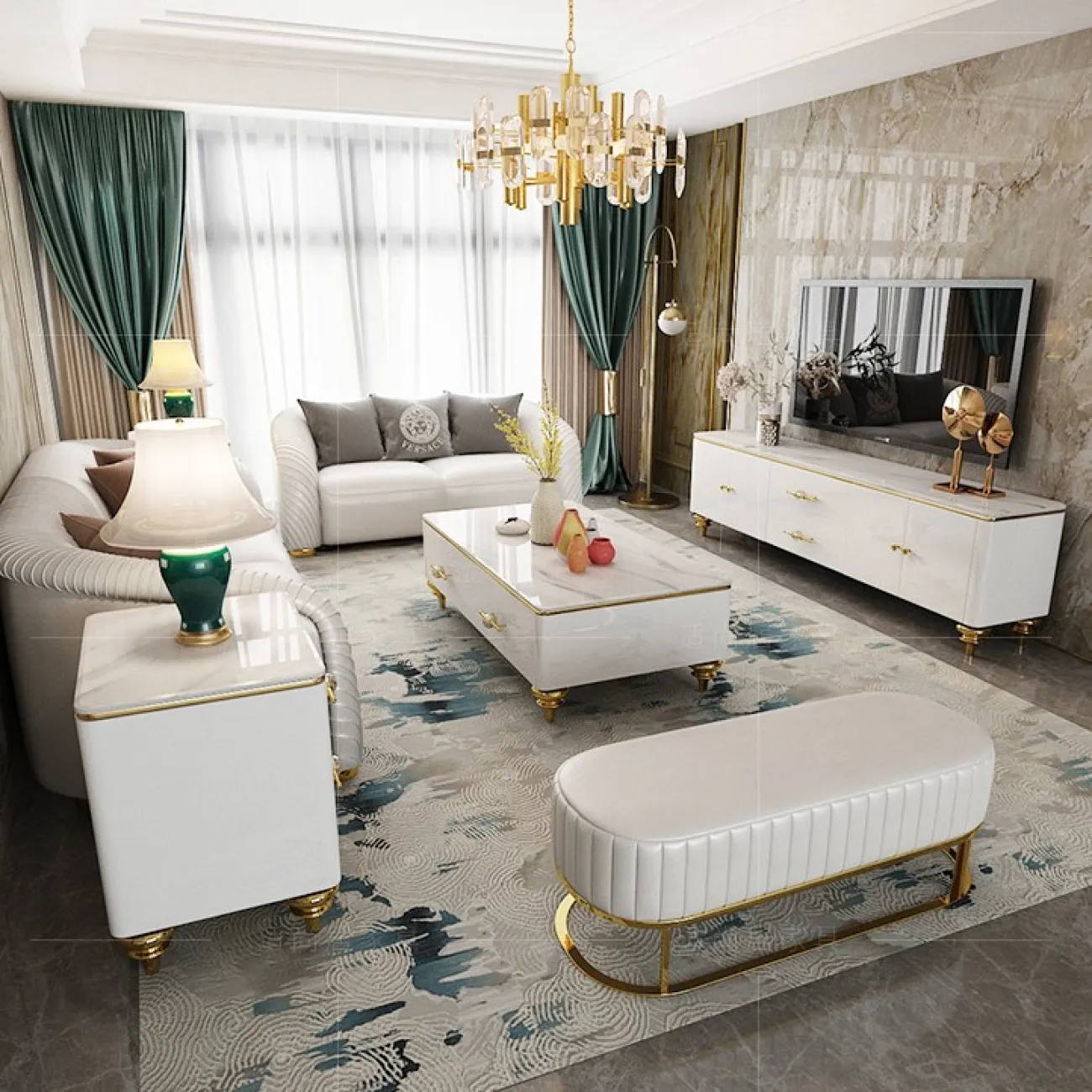 Прикроватная мраморная тумба для гостиной LaLume MB20973-23