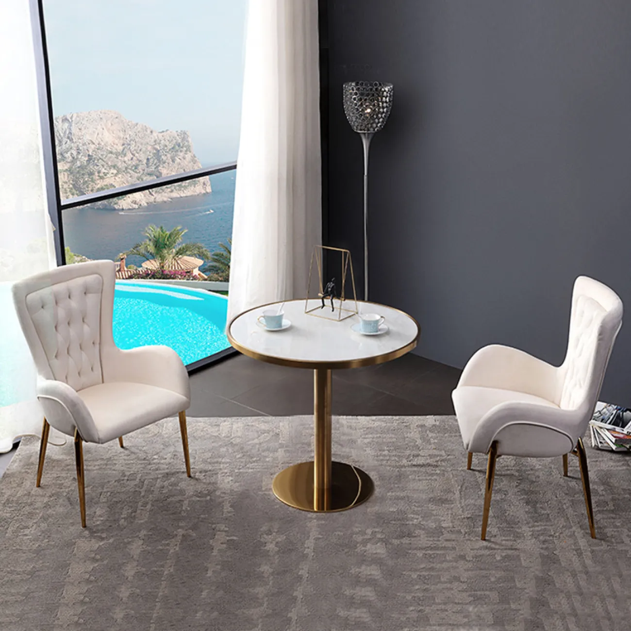 Роскошный белый кожаный стул LaLume MB20976-23