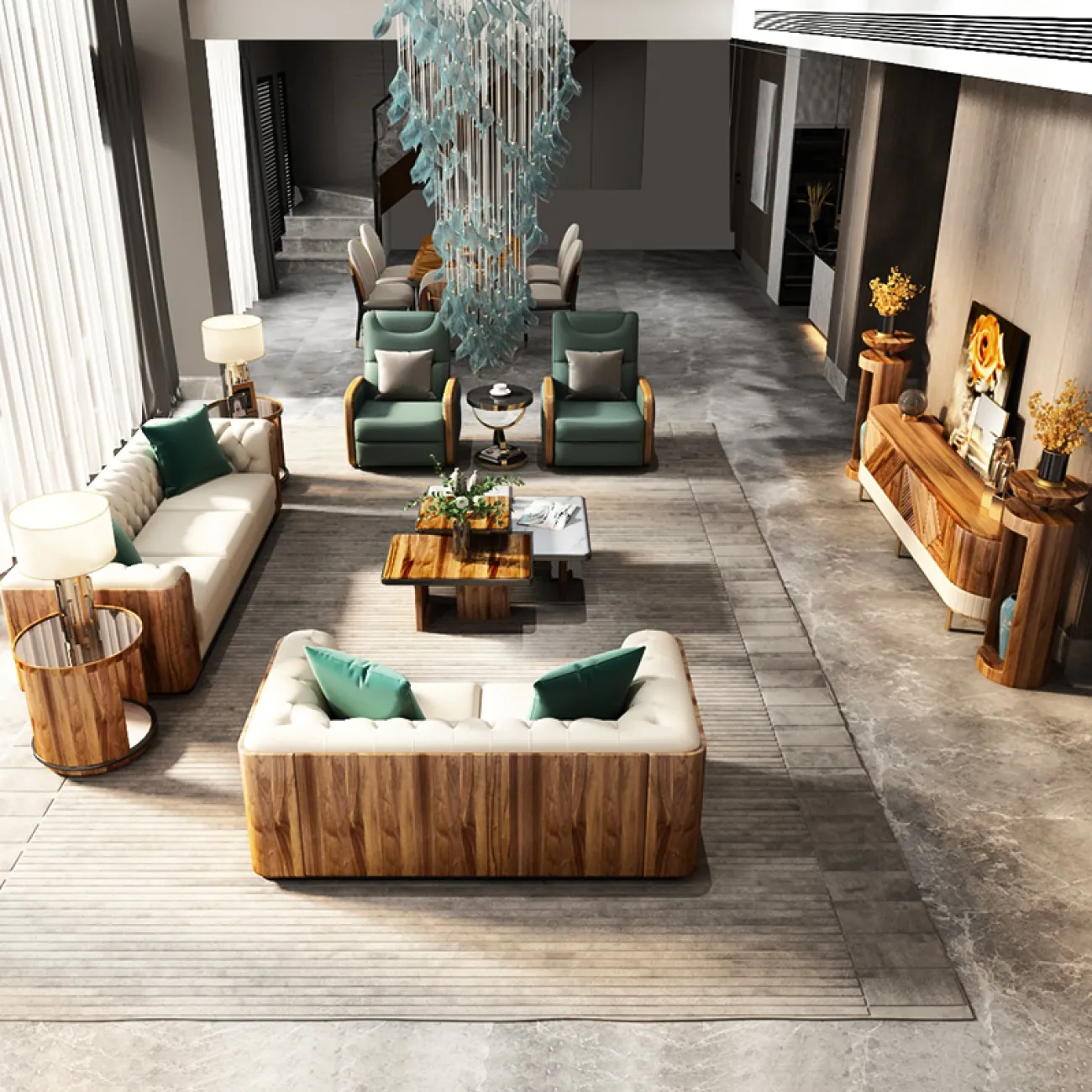 Светлый кожаный диван для гостиной LaLume MB20982-23