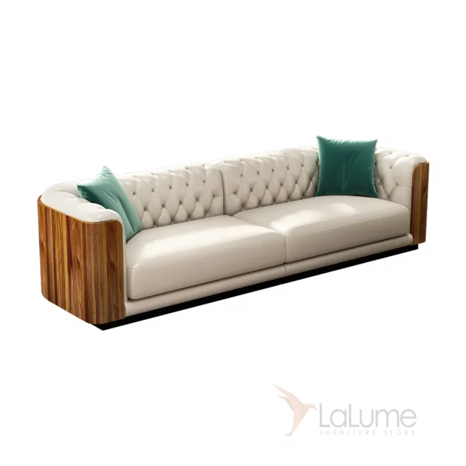 Светлый кожаный диван LaLume MB20982-23
