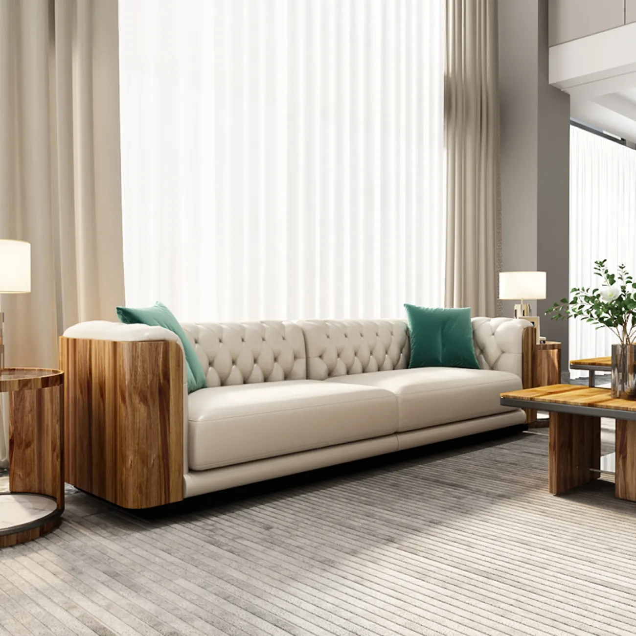 Светлый кожаный диван для гостиной LaLume MB20982-23