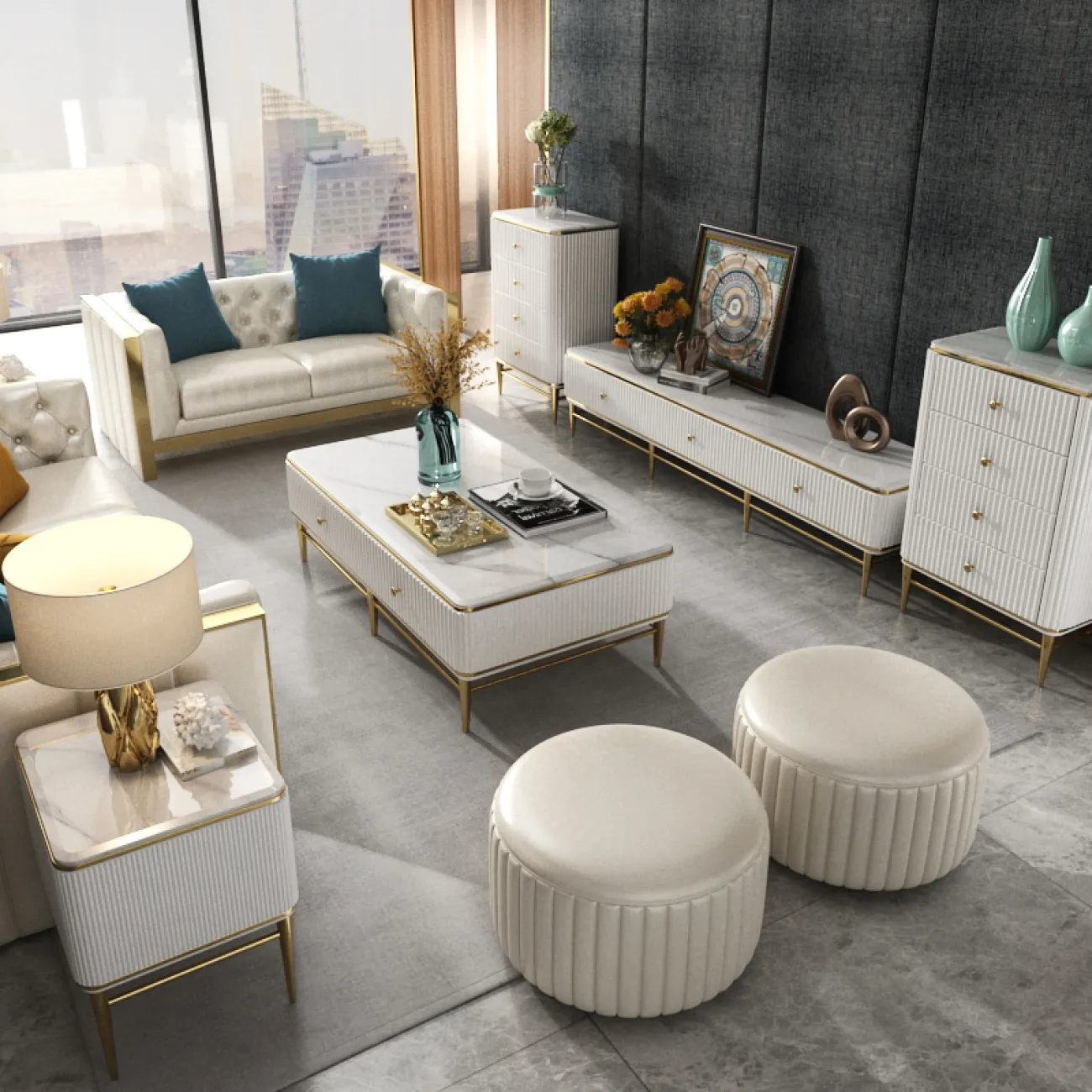 Мраморный комод под ТВ для гостиной LaLume MB20972-23