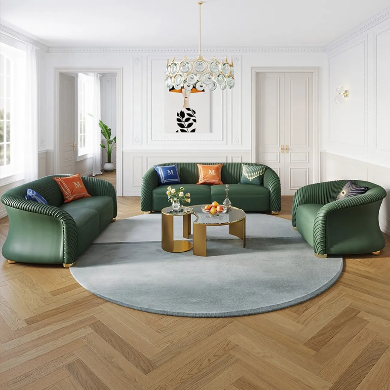 Кожаный диван в итальянском стиле LaLume MB20990-23