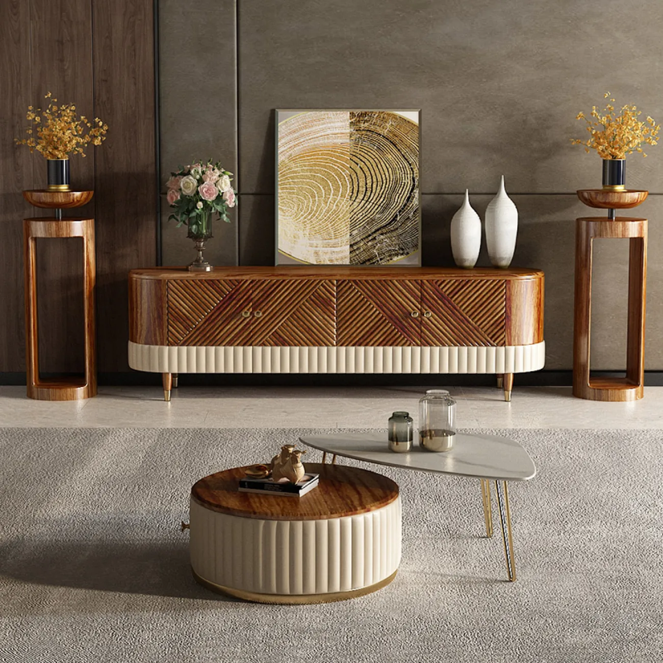 Деревянный комод под ТВ для гостиной LaLume MB20992-23