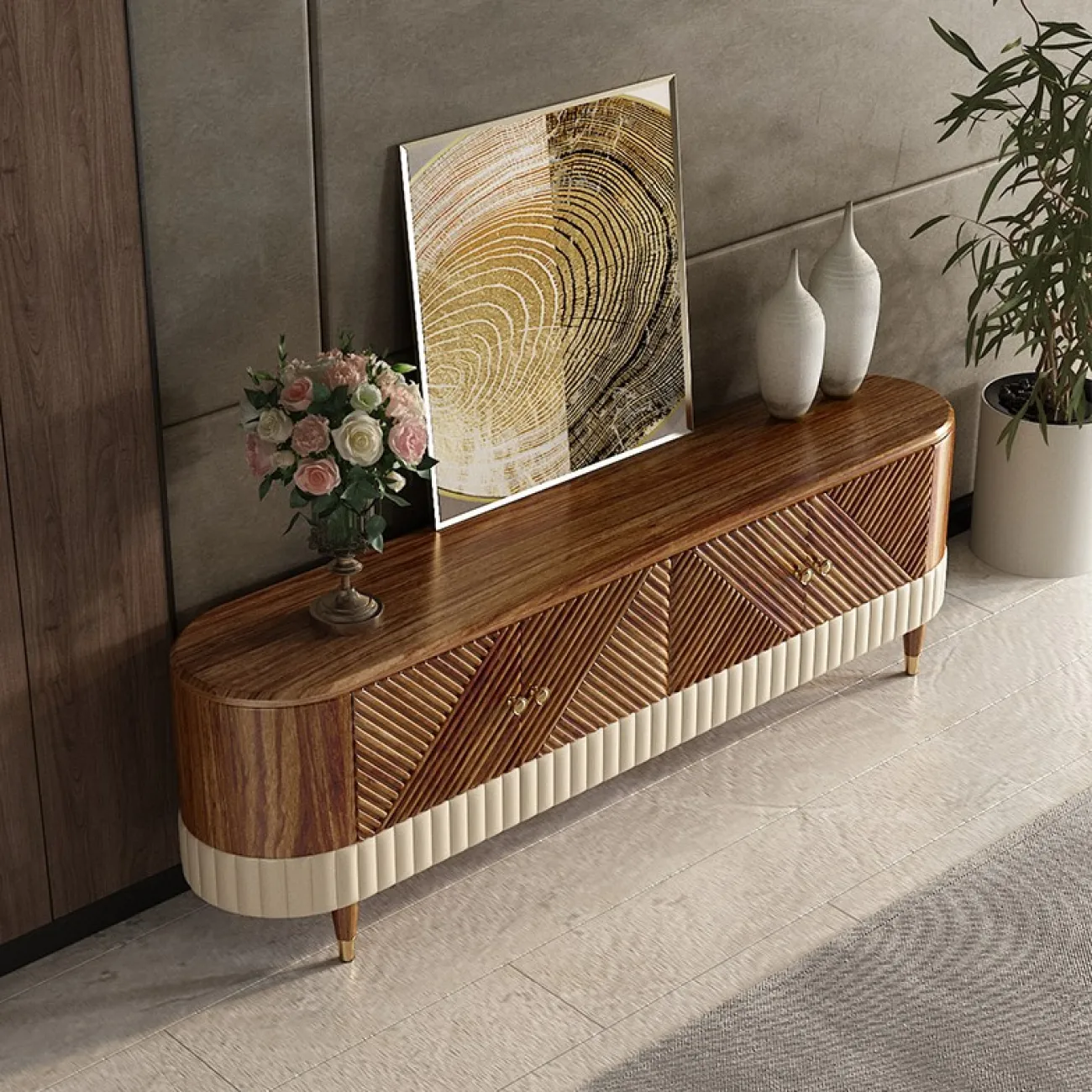 Деревянный комод под ТВ для гостиной LaLume MB20992-23