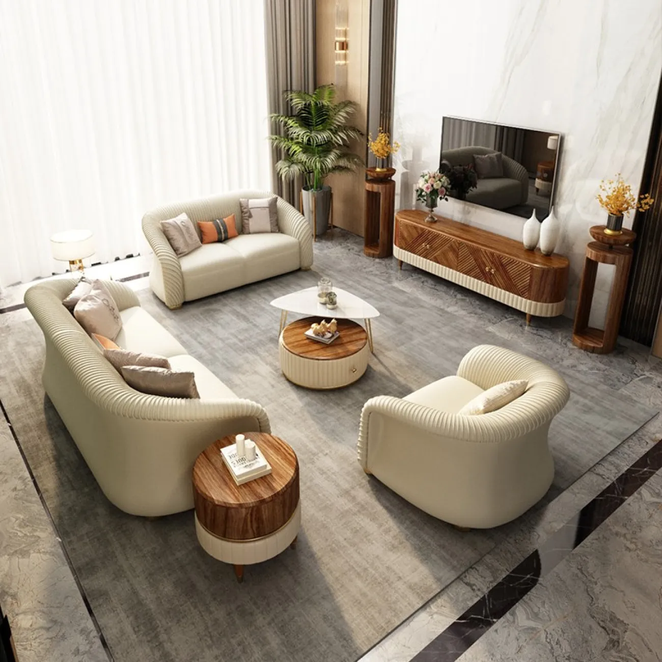 Деревянный комод под ТВ для гостиной LaLume MB20992-23