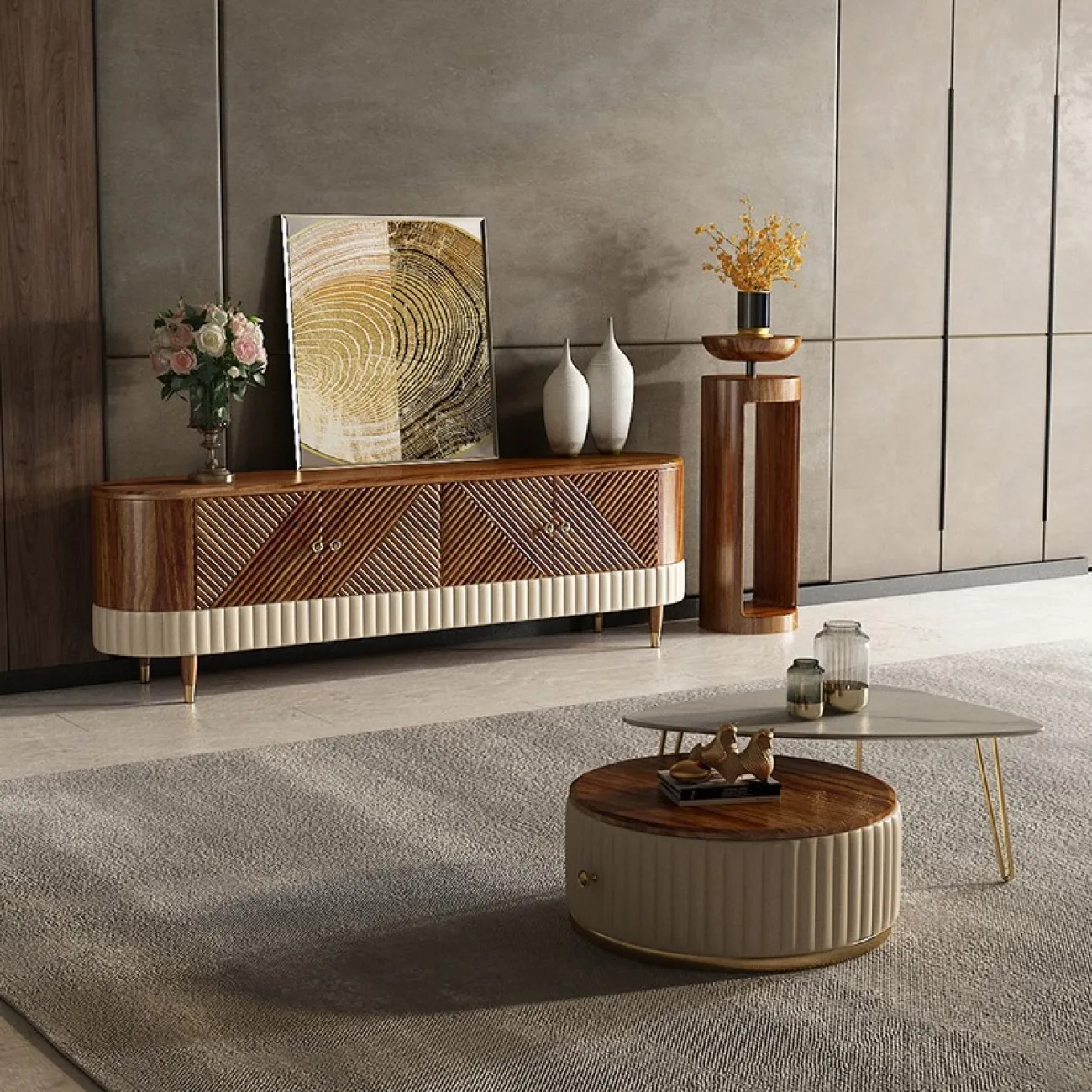 Деревянный комод под ТВ для гостиной LaLume MB20992-23