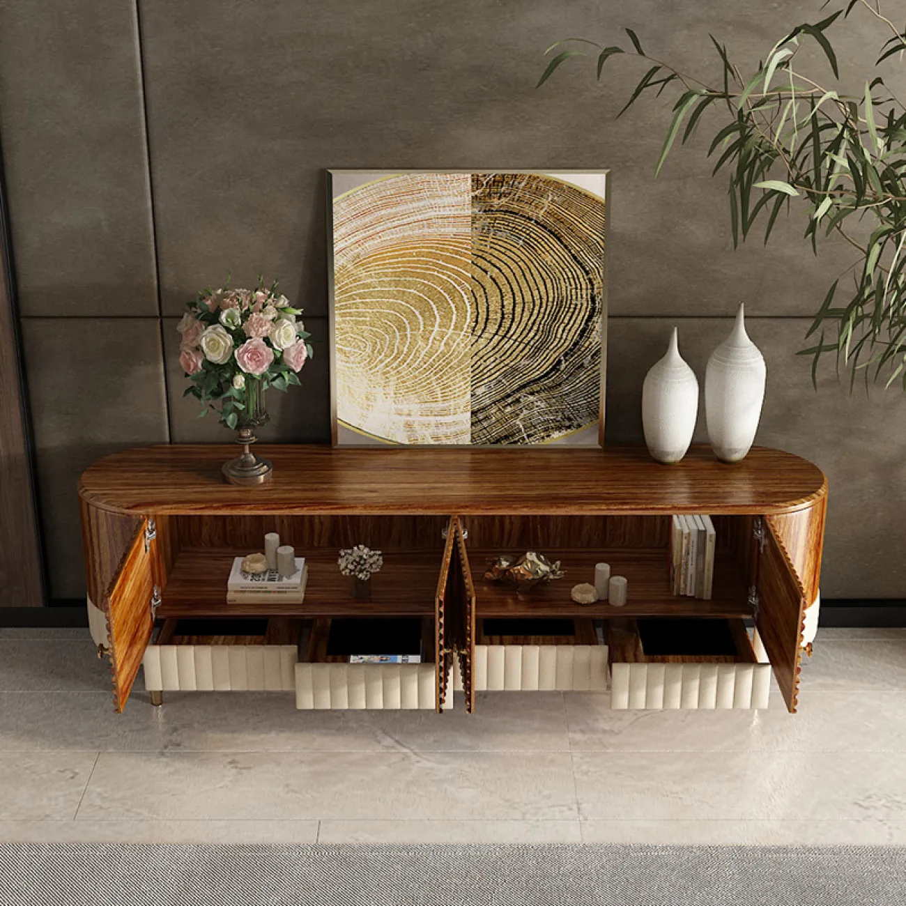 Деревянный комод под ТВ для гостиной LaLume MB20992-23