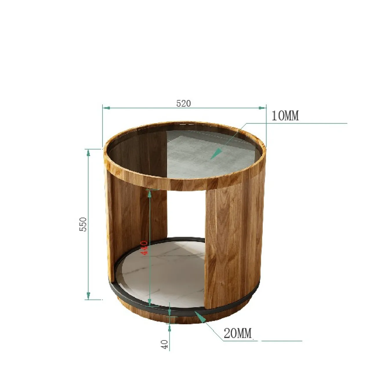 Круглая деревянная прикроватная тумба LaLume MB20994-23
