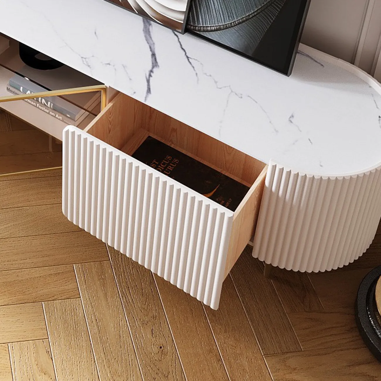 Стильный комод под ТВ LaLume MB20998-23 Стильный комод под ТВ LaLume MB20998-23