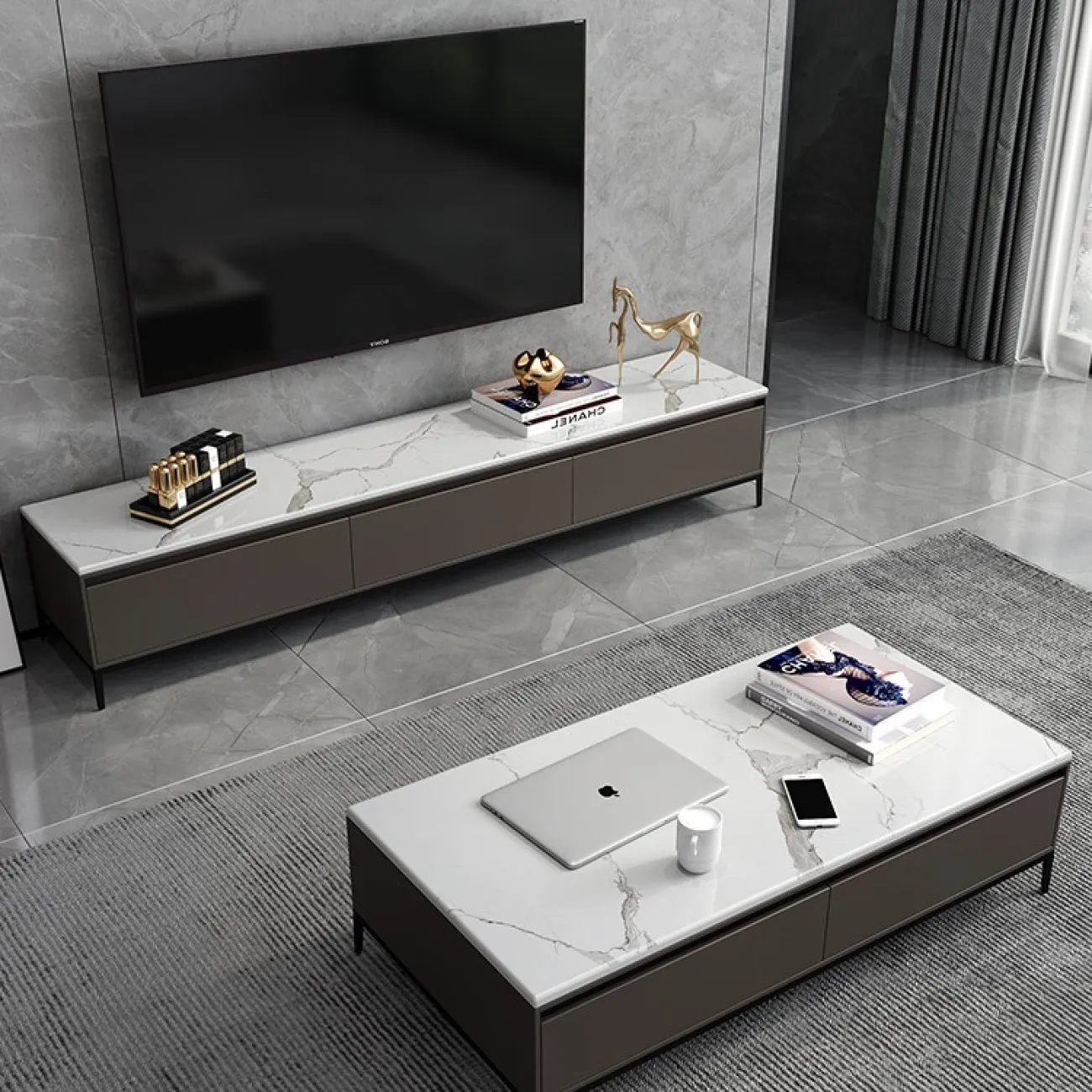 Современный комод под ТВ для гостиной LaLume MB21003-23