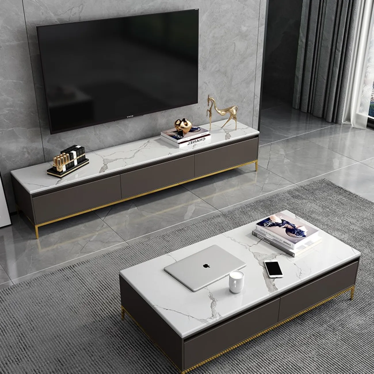 Современный комод под ТВ для гостиной LaLume MB21003-23