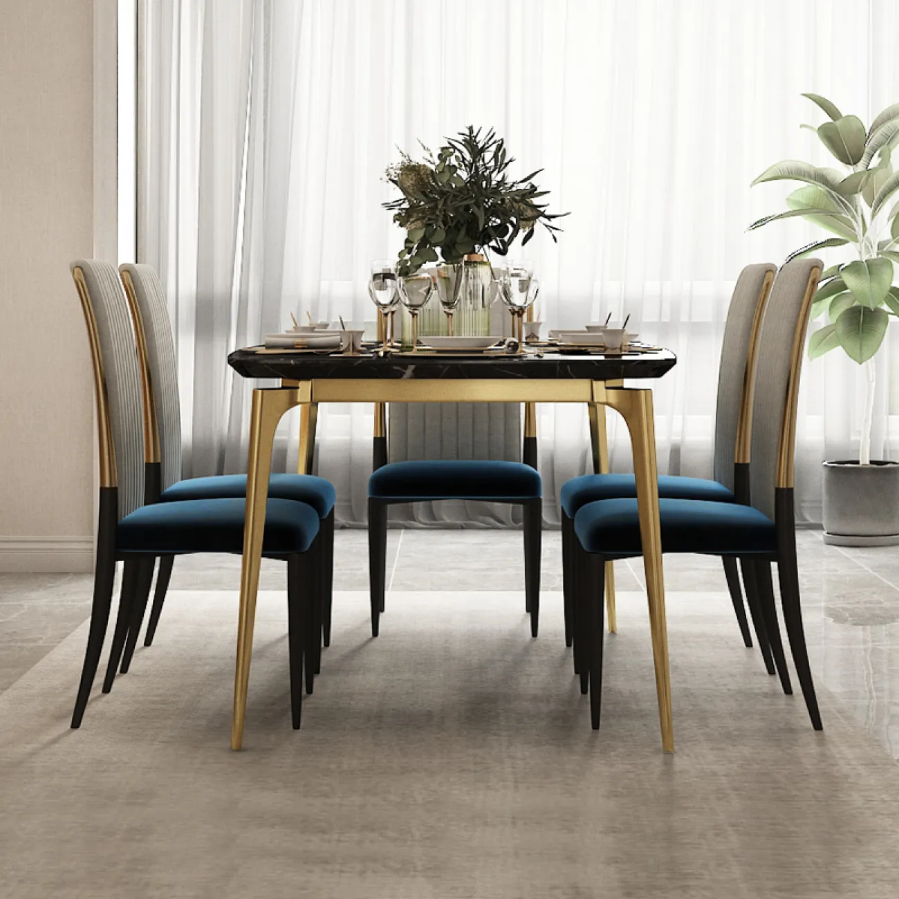 Мраморный обеденный стол для гостиной LaLume MB21006-23