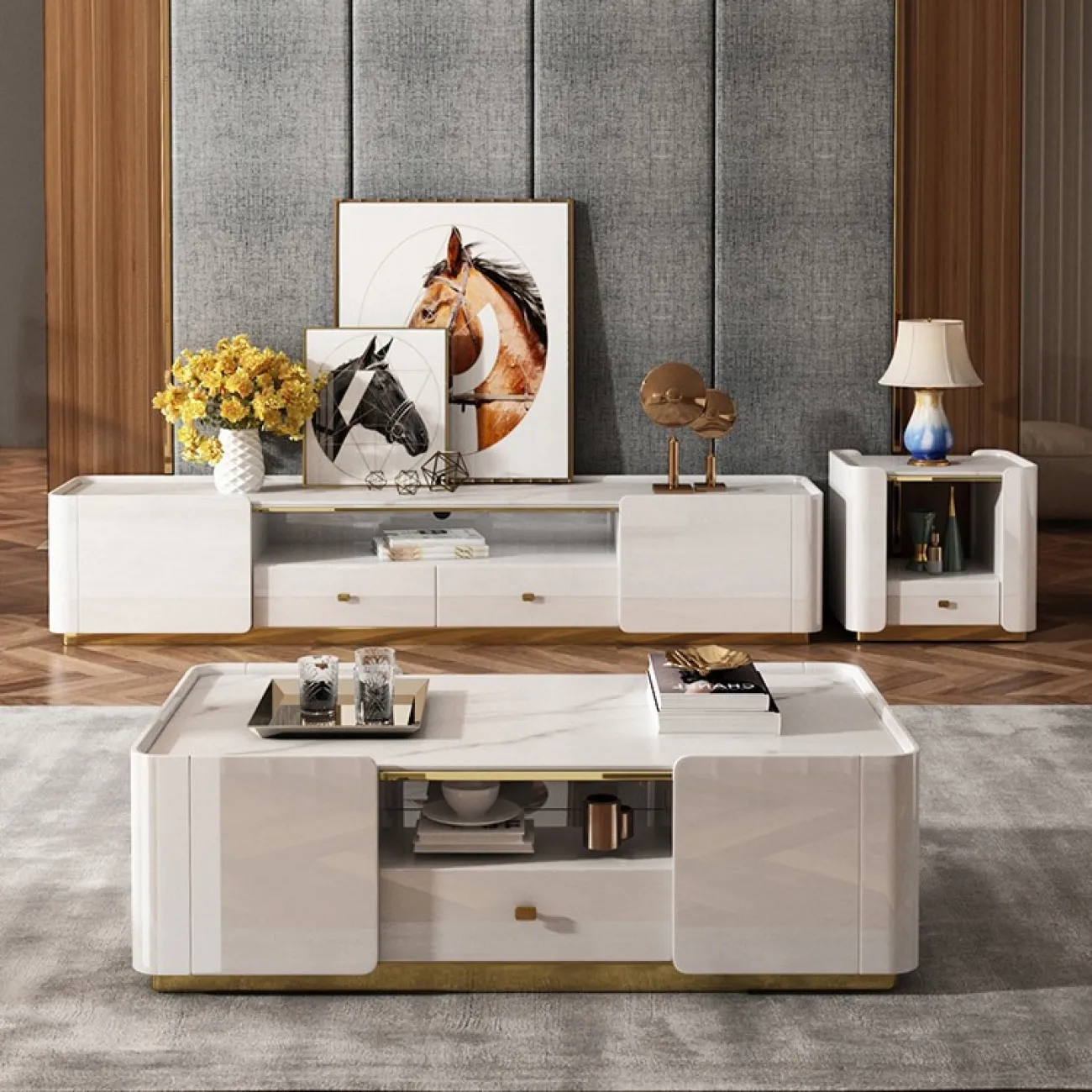 Стильная ТВ тумба для гостиной LaLume MB21007-23 Стильная ТВ тумба для гостиной LaLume MB21007-23